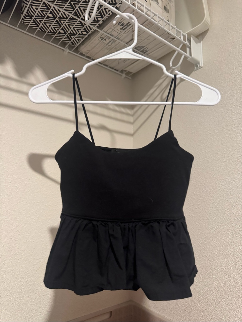 Forever 21 Black Spaghetti Strap Peplum Tank Top
